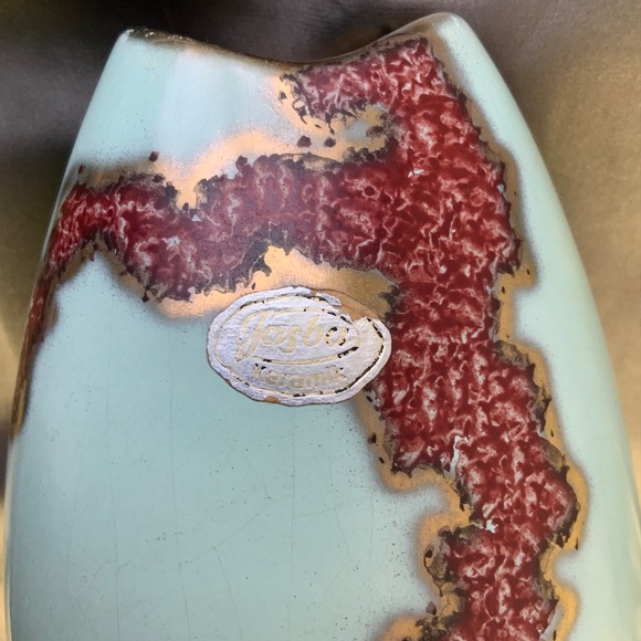 Rare MCM light blue Jasba ceramic "Fat Lava" vase from West Germany, 1950s - Picture 3 of 5